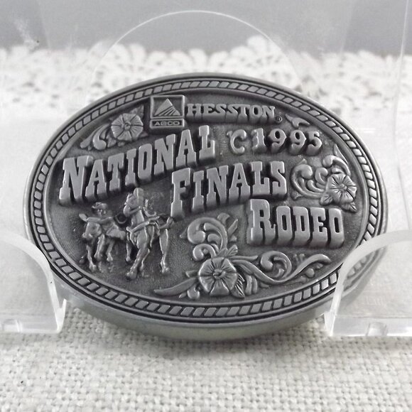 NOS 1995 Hesston National Finals Rodeo Child's Commemorative Belt Buckle - Picture 2 of 10